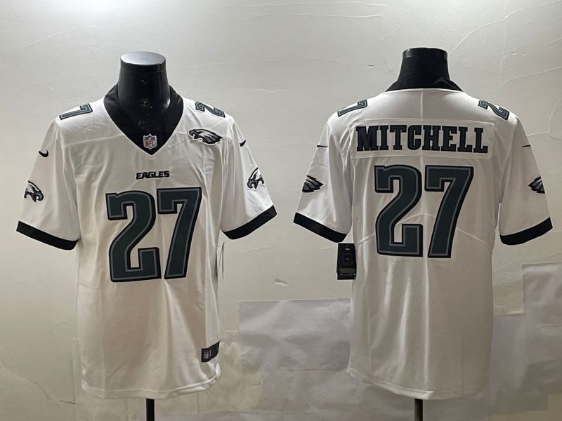Men Philadelphia Eagles 27 Mitchell White Second generations 2025 Nike Vapor Limited NFL Jersey style 4